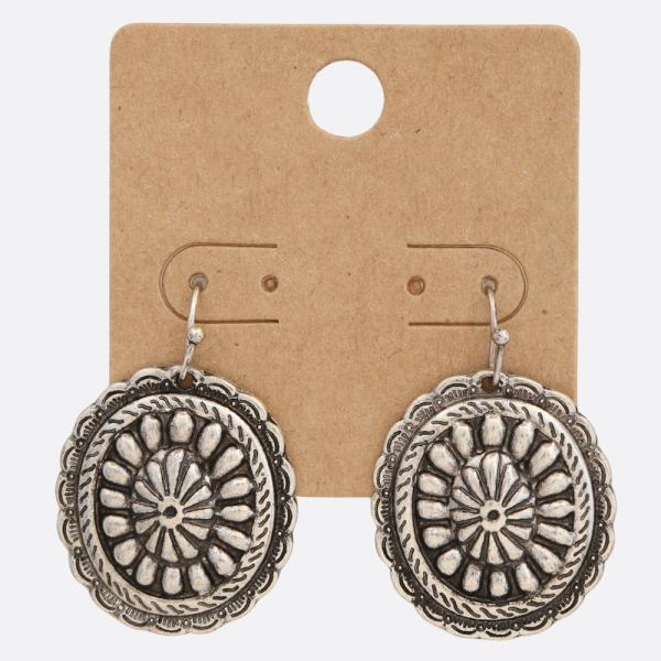 WESTERN STYLE CONCHO METAL DANGLE EARRING