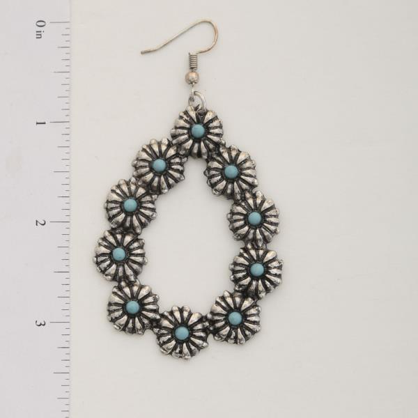 WESTERN STYLE TEARDROP FLOWER DANGLE EARRING