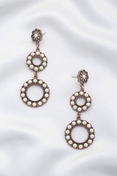 RODEO WESTERN FLOWER DOUBLE CIRCLE DANGLE EARRING
