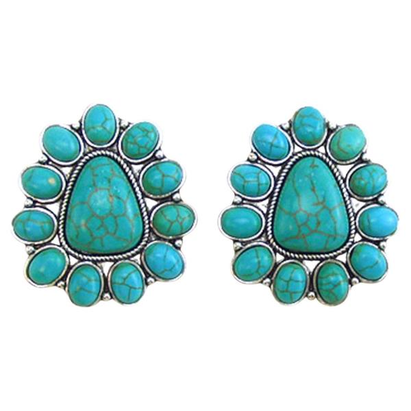 WESTERN STYLE NATURAL STONE FLOWER EARRING