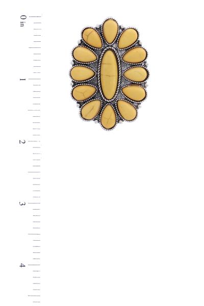 WESTERN STYLE FLOWER PATTERN MARBLING STONE STUD EARRING