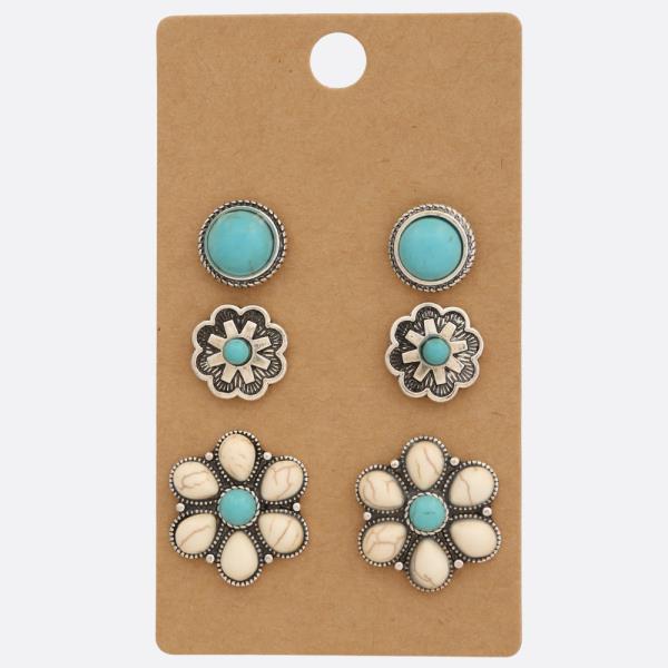 WESTERN STYLE FLOWER EARING SET