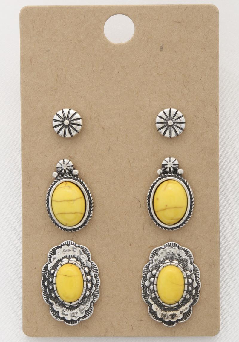RODEO WESTERN OVAL ASSORTED EARRING SET