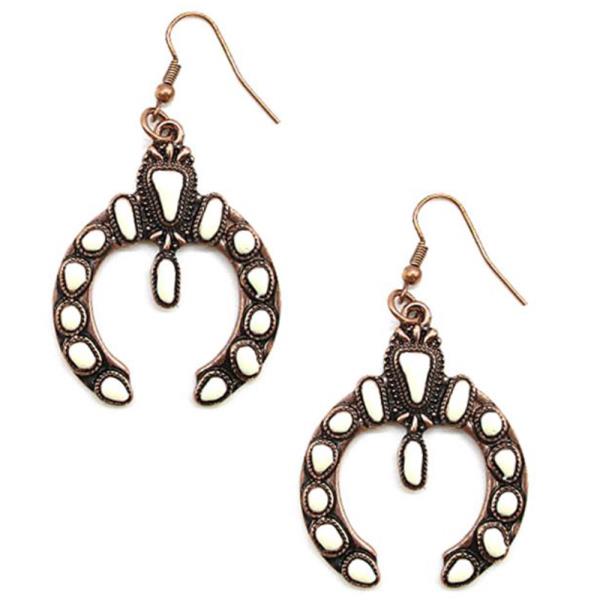 METAL WESTERN STYLE STONE DANGLE EARRING