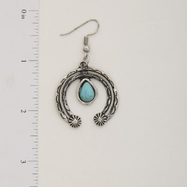 WESTERN STYLE HORSE TEARDROP TURQUOISE BEAD DANGLE EARRING