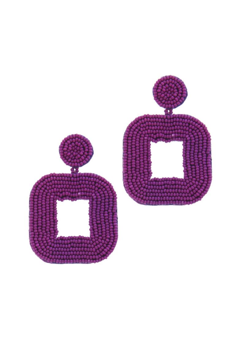 SQUARE SEED BEAD POST DROP EARRING