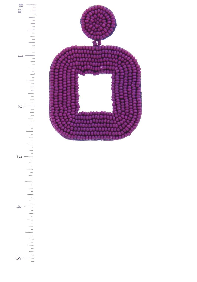 SQUARE SEED BEAD POST DROP EARRING