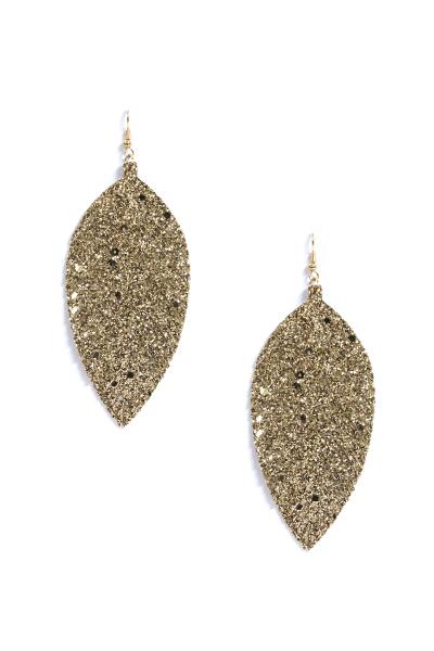 GLITTER LEAF DANGLE EARRING