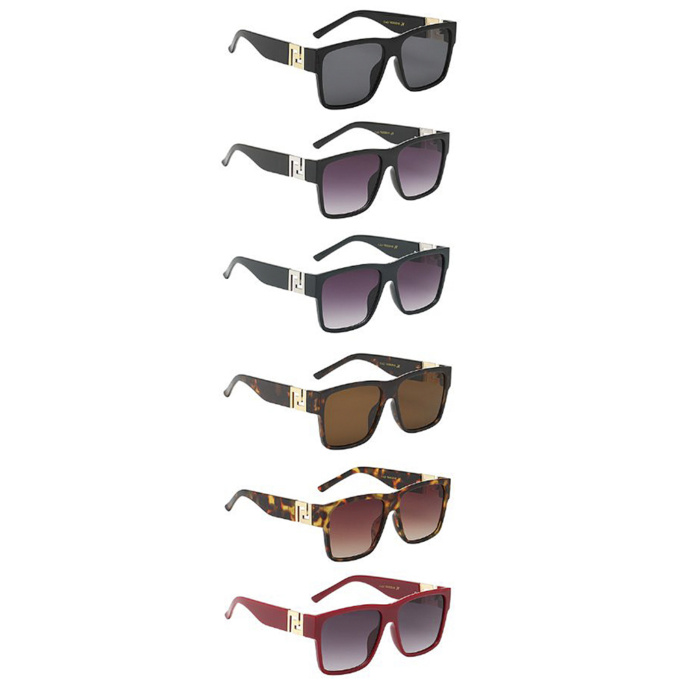 EXCEPTIONAL MODERN SQUARE FRAME ACCENTED TEMPLE SUNGLASSES 1DZ