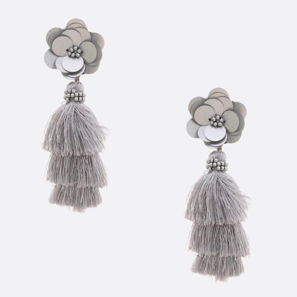 FLOWER TASSEL DANGLE EARRING