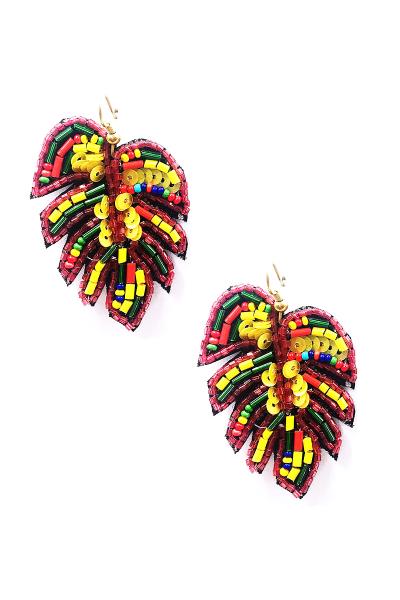 MULTI LEAF BEAD SEQUIN DESIGN EARRING