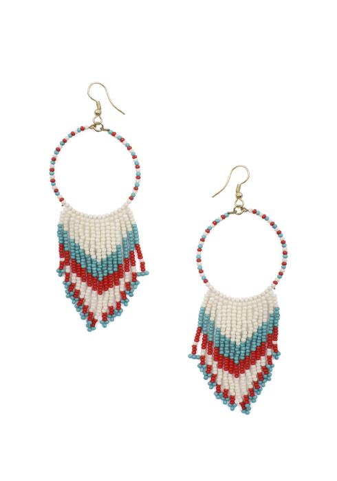 SEED BEAD TASSEL ROUND DANGLE EARRING