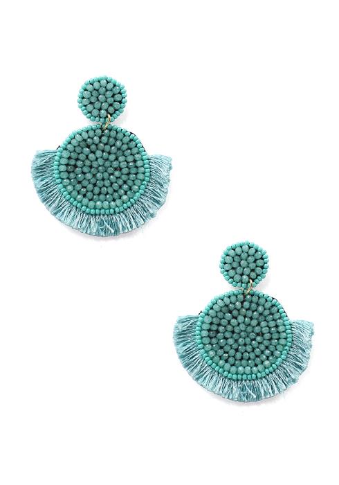 TRENDY BEAD ROUND END TASSEL EARRING