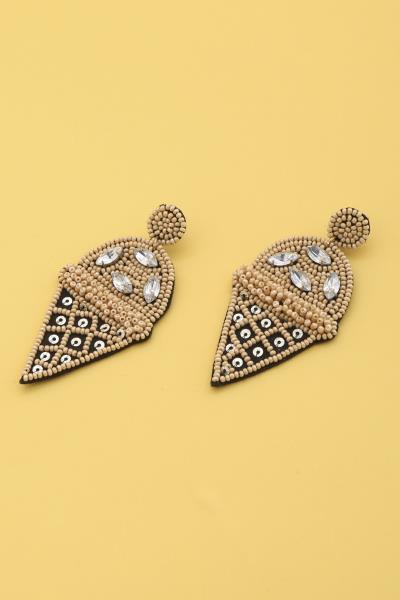ICE CREAM CONE SEED BEAD DANGLE EARRING