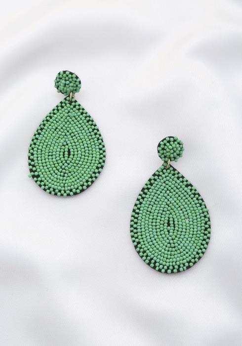 FASHION MULTI MINI BEAD TEAR DROP SHAPE EARRING