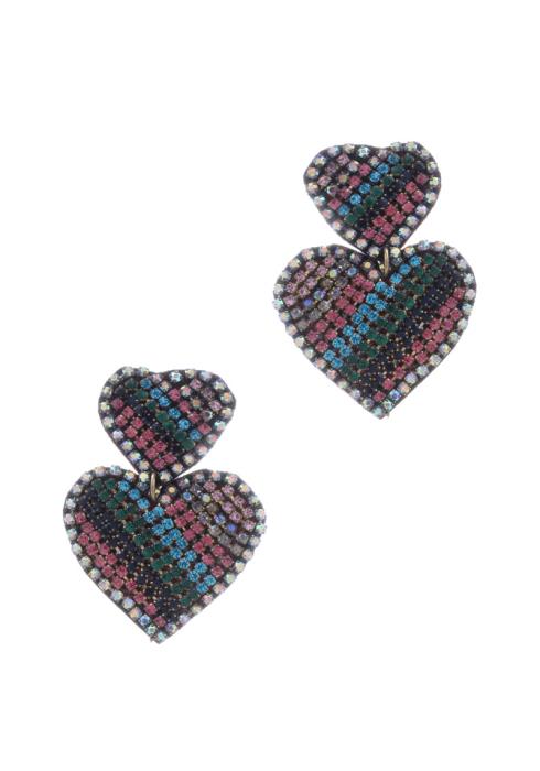 HEART RHINESTONE DANGLE EARRING