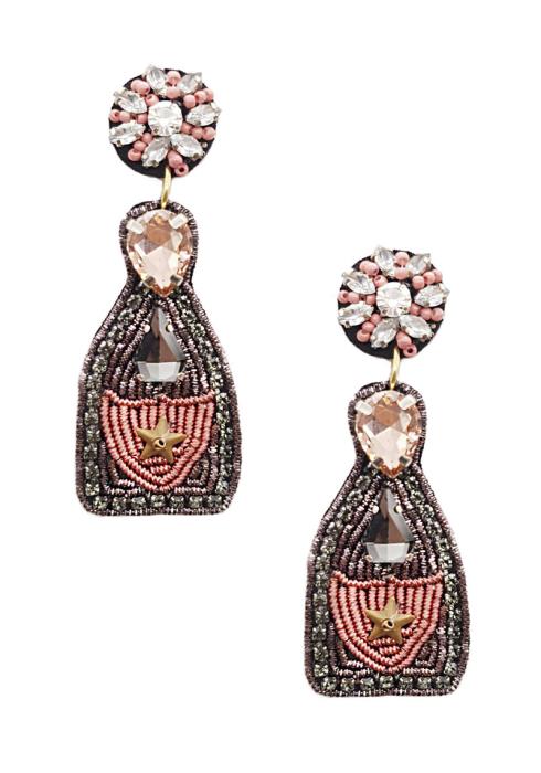 THREAD CRYSTAL STONE CHAMPAGNE EARRING