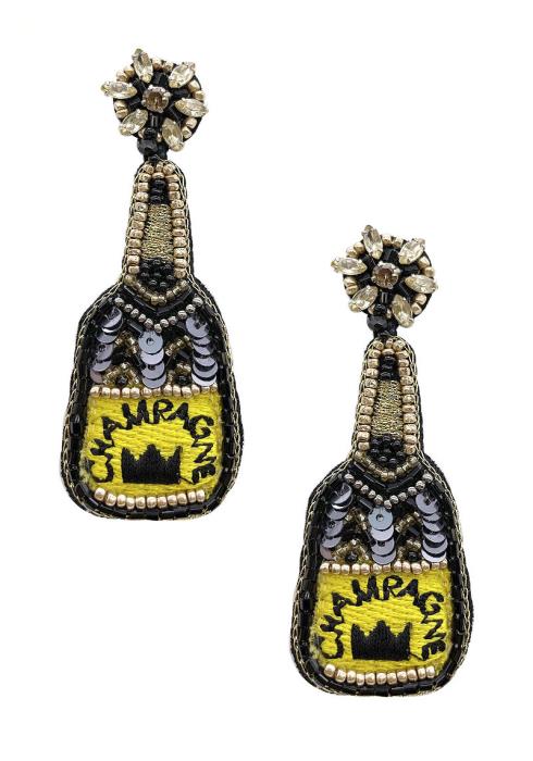 SEED BEAD SPANGLE SEQUIN CHAMPAGNE EARRING
