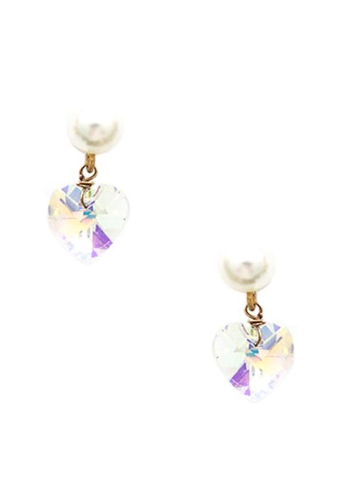 COLOR HEART PEARL DANGLE EARRING