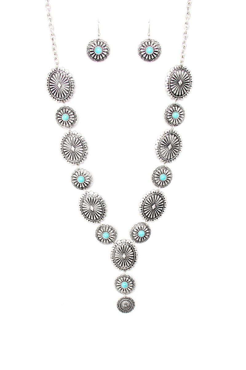 WESTERN STYLE TQ STONE LONG NECKLACE
