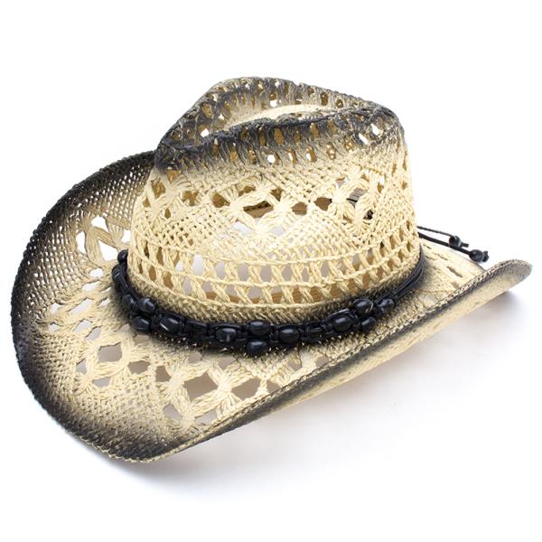 FASHION VENTED BEAD STRING WESTERN HAT