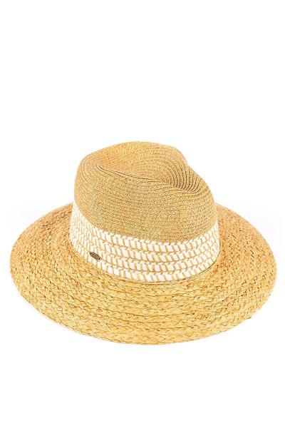 PAPER STRAW PANAMA HAT WITH WHIP STITCHES ON WOVEN TRIM