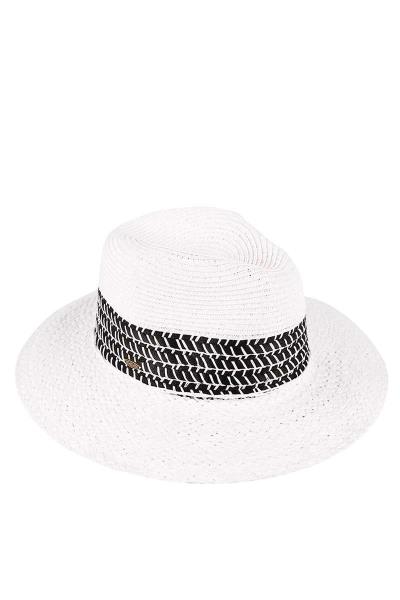 PAPER STRAW PANAMA HAT WITH WHIP STITCHES ON WOVEN TRIM
