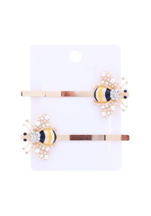 PEARL AND STONE BEE HAIR PIN 2 PC