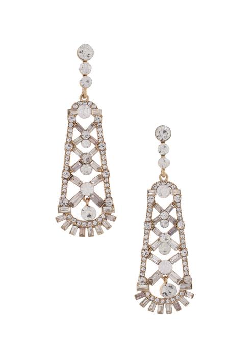 LONG OVAL RHINESTONE DANGLE EARRING