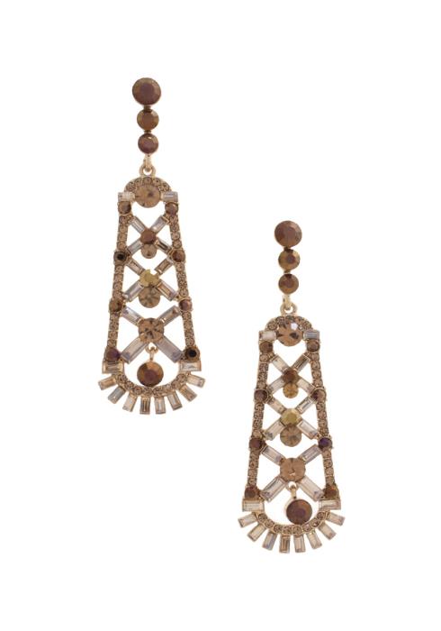 LONG OVAL RHINESTONE DANGLE EARRING