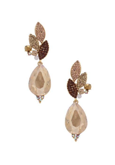 TEARDROP LEAF CRYSTAL EARRING