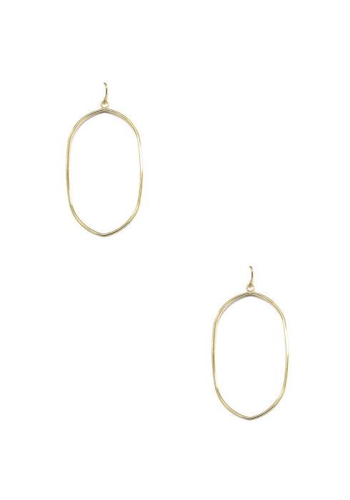 METAL OVAL DANGLE EARRING