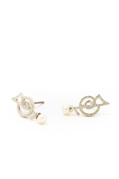 PEARL CUPID ARROW METAL STUD EARRING