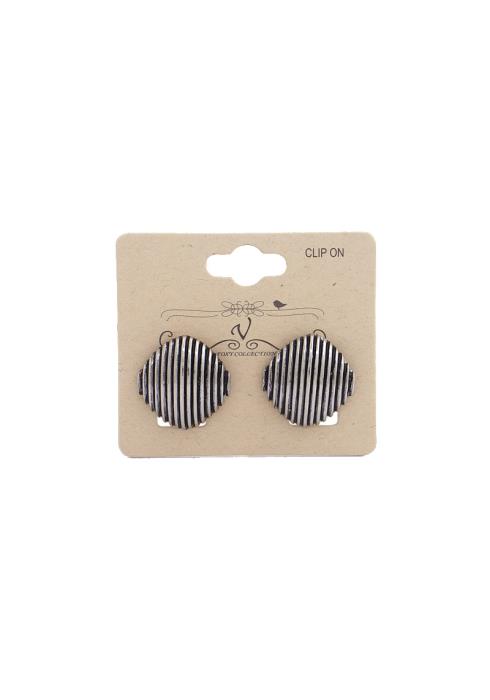 LINED METAL CLIP EARRING