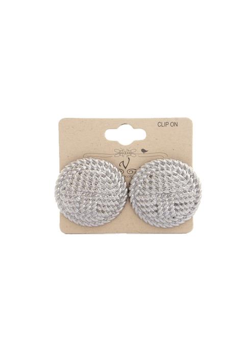ROUND WOVEN METAL CLIP EARRING