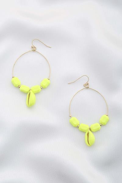 NEON COWRIE SEASHELL DANGLE EARRING
