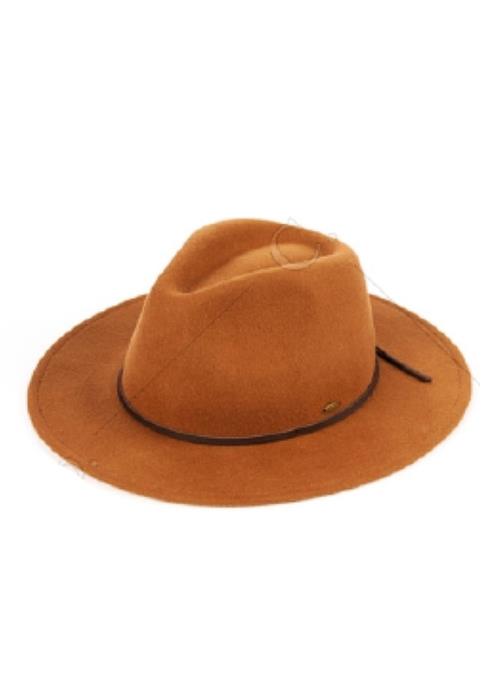 CHEVEUX WOOL SKINNY LEATHER BAND BRIM HAT