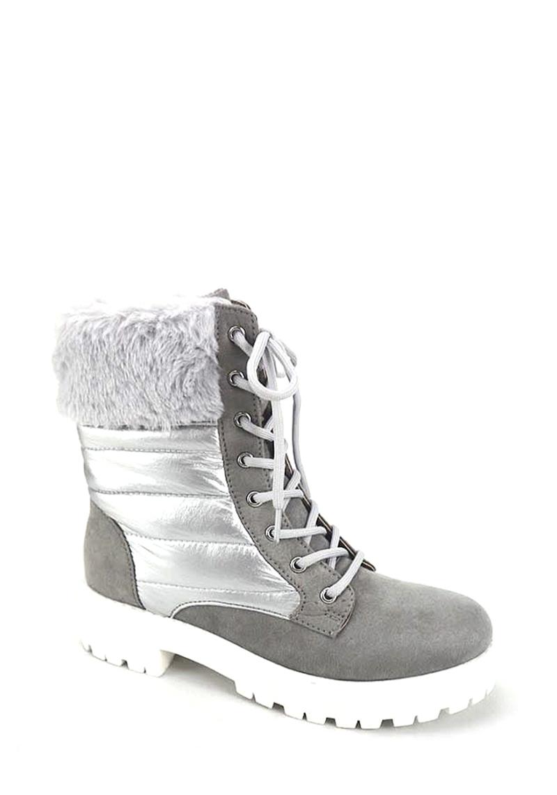 MODERN LACE FUR STITCHED DESIGN BOOTS