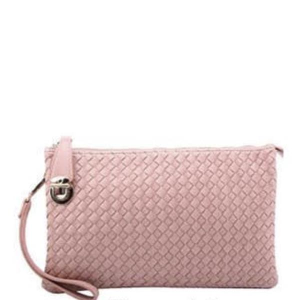 FASHION CUTE TRENDY WOVEN CLUTCH CROSSBODY BAG WITH TWO STRAPS