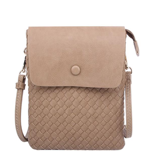 MODERN LEATHER CRISS CROSSED DESIGN CROSSBODY BAG