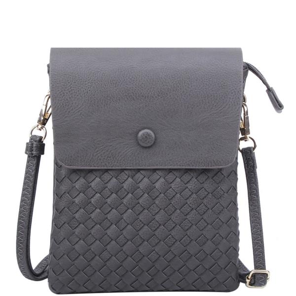 MODERN LEATHER CRISS CROSSED DESIGN CROSSBODY BAG