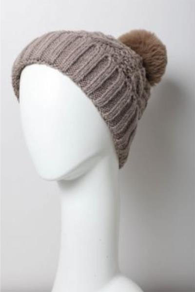 CABLE KNIT ROUND POM BEANIE