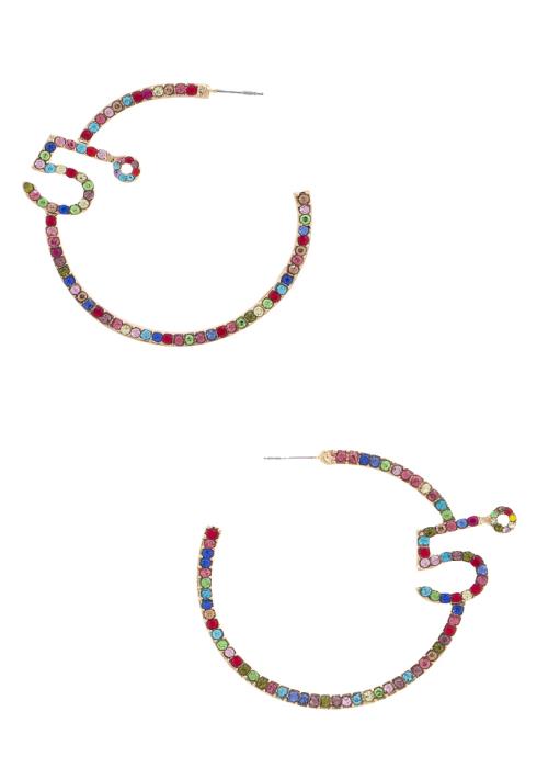 NUMBER 5 RHINESTONE OPEN CIRCLE EARRING