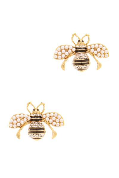 BEE WITH PEARL STUD EARRING