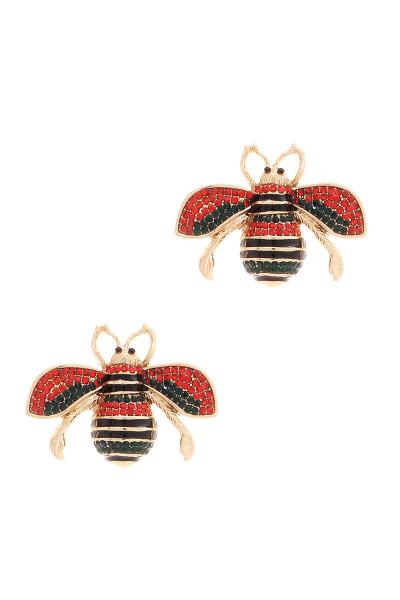 BEE WITH PEARL STUD EARRING