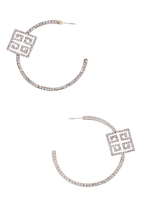 RHINESTONE OPEN CIRCLE EARRING
