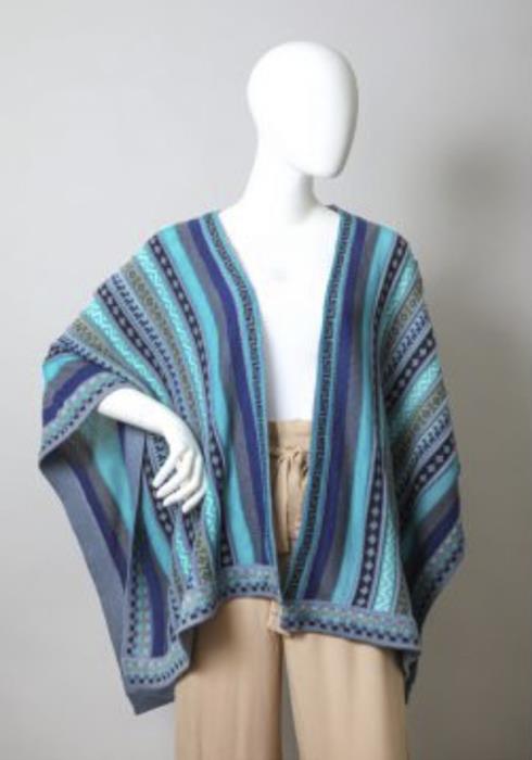 VERTICAL STRIPE MULTI PATTERN COLORBLEND RUANA