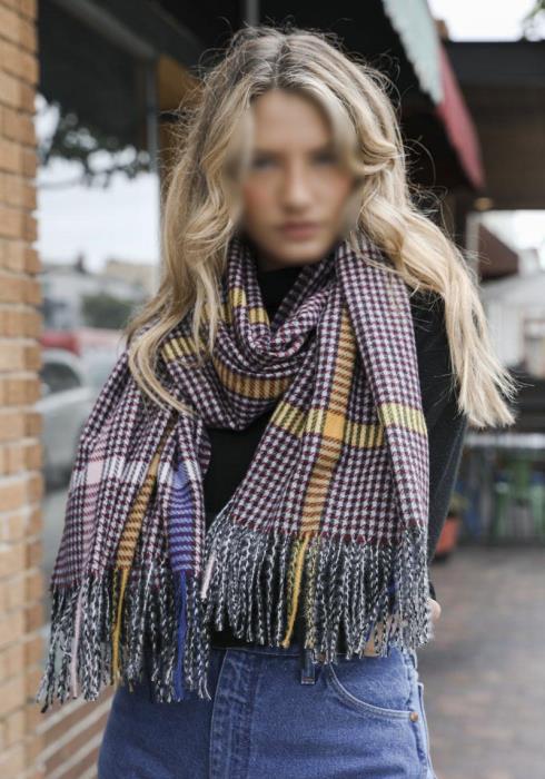 COLORBLOCK STRIPE TASSEL SCARF