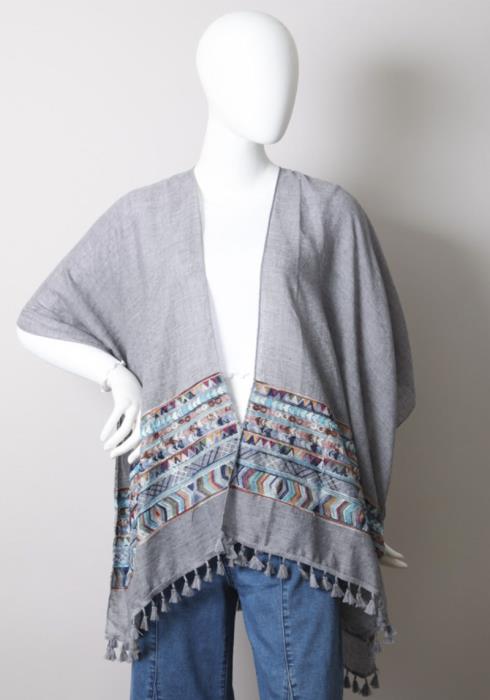 GEOMETIC EMBROIDERED KIMONO