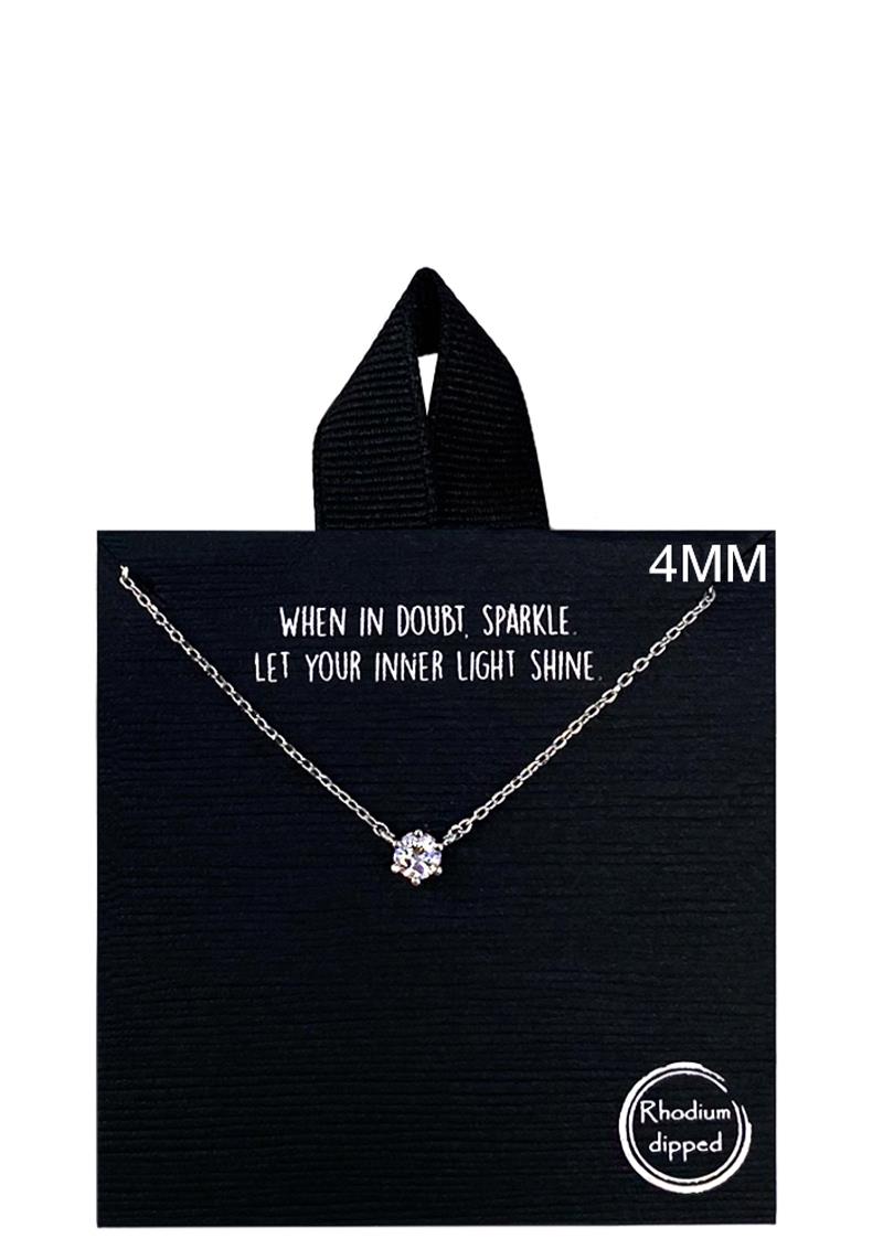 18K GOLD RHODIUM DIPPED CUBIC ZIRCONIA PENDANT NECKLACE